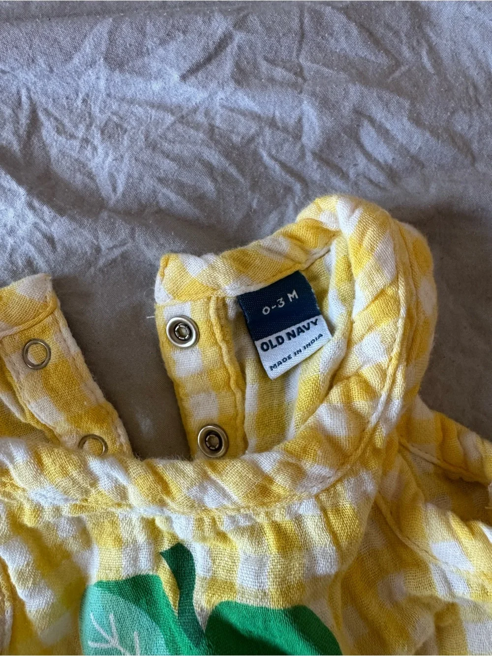 Old Navy Bee Happy Yellow Gingham Baby Romper